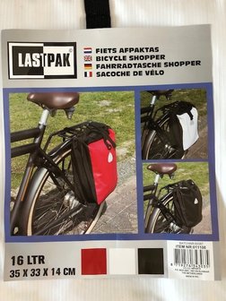 Fietstas wit/zwart &quot;afpak&quot; 16 liter.