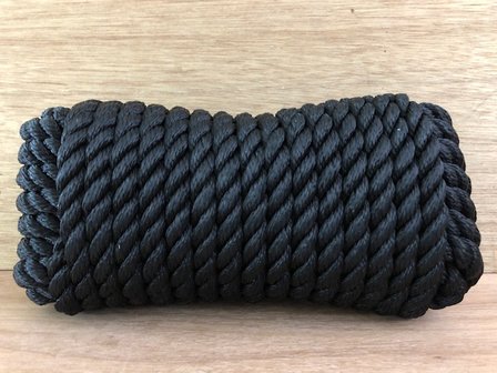 Touw landvast zwart 16mm x 15m.