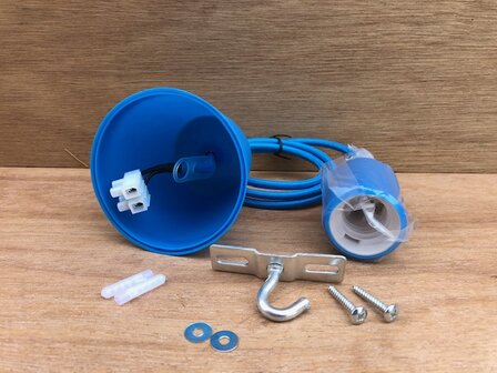 Hanglamp silicone E27 blauw.