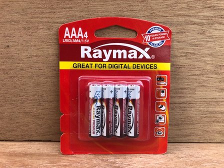 Batterijenset AAA-size Raymax 4 dlg.