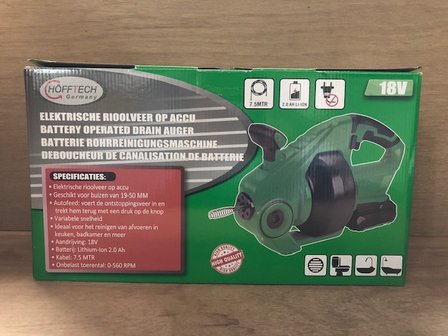 Afvoer ontstopper op accu 18 volt.