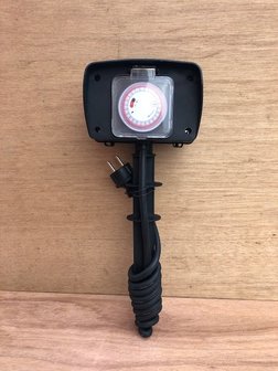 Tuincontactdoos 2x RA timer met aardpin 1,5m.