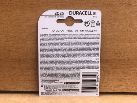 Duracell knoopcelset CR2025 3 volt 2 dlg.