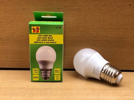 LED lamp bol, 3 watt E27.