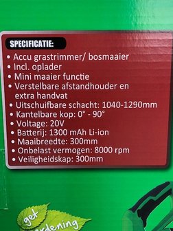 Accu grastrimmer / bosmaaier 20 volt.