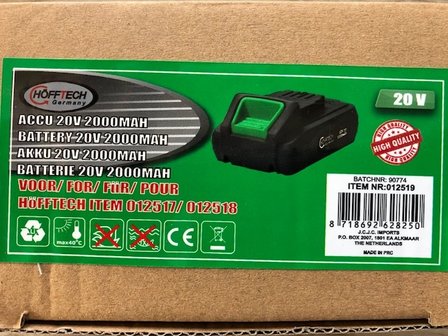 Accu 20 volt voor grastrimmer.