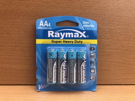 Batterijenset AA-size Zn-Chl Raymax 4 dlg.