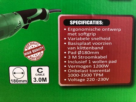 Poetsmachine 220 volt &Oslash; 180mm.