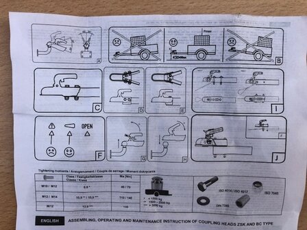 Disselkoppeling heavy duty met 3 adapters.