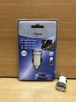 Autolader USB, 12/24 volt wit sigarettenaansteker.