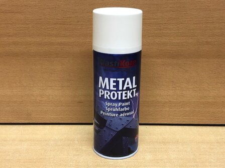 Spuitbus PlastiKote metal protekt satin wit 400ml.