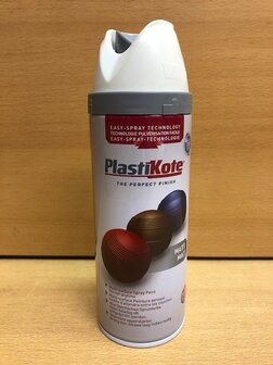 Spuitbus PlastiKote wit mat RAL9010 400ml.