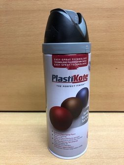 Spuitbus PlastiKote Satin zwart RAL9005 400ml.