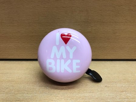 Fietsbel &quot;I love my bike&quot; rose &Oslash; 65mm.