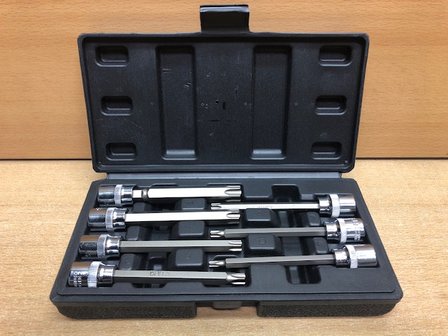 Torx set lang dop 3/8&quot; chroom vanadium 7 dlg.
