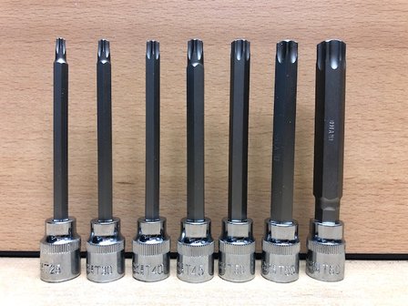 Torx set lang dop 3/8&quot; chroom vanadium 7 dlg.