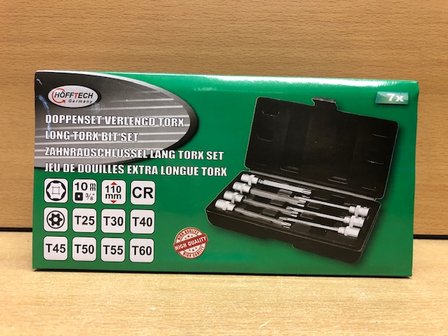 Torx set lang dop 3/8&quot; chroom vanadium 7 dlg.