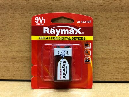 Batterij blok-size 9 volt Raymax alkaline.