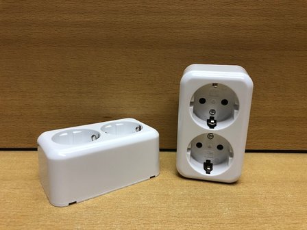 Wandcontactdoos opbouw 16Amp 2xRA.