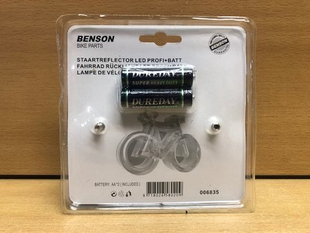 Fietsachterlicht led op batterijen Benson.
