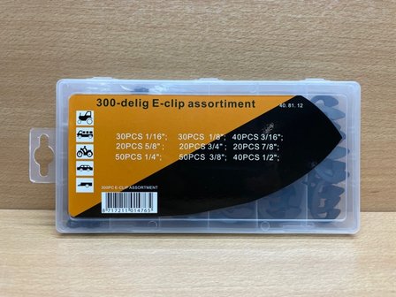 Assortimentsdoos E-clip 300 dlg. (as-borgringen)