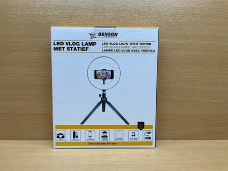 LED vlog lamp met statief.