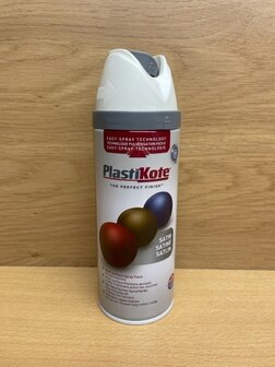 Spuitbus PlastiKote Satin wit RAL9010 400ml.