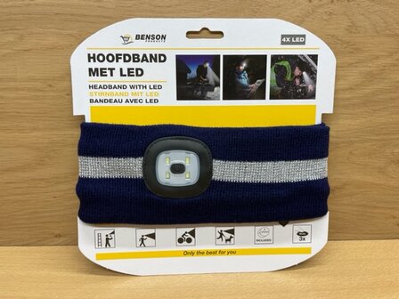 Hoofdband met 4 led blauw.