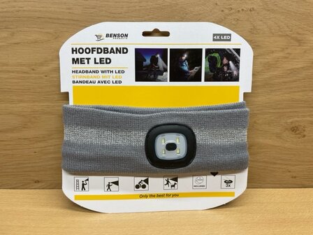 Hoofdband met 4 led grijs.