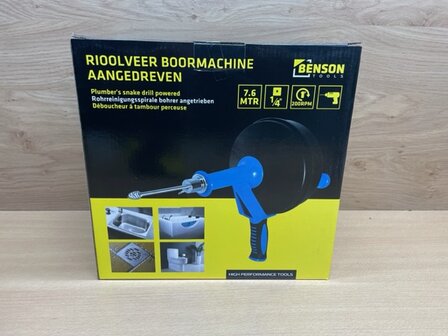 Gootsteen / Riool ontstopper voor boormachine 7,6m.