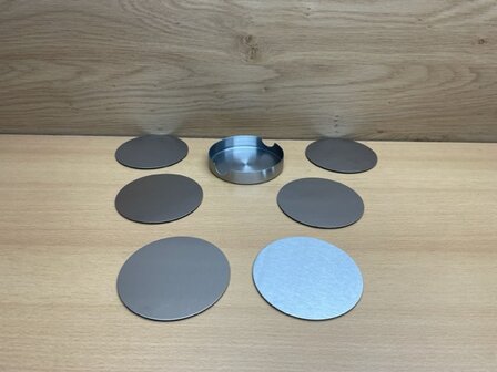 Onderzetters 6x met houder zilver.
