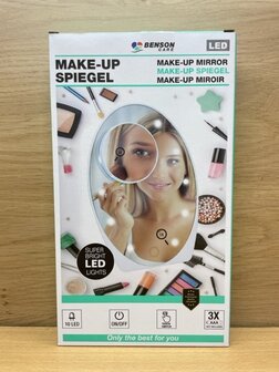 Make-up spiegel 8 LED + vergrootspiegel wit.