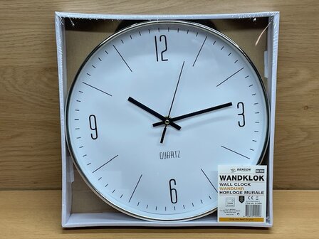 Wandklok zilver &Oslash; 30cm.