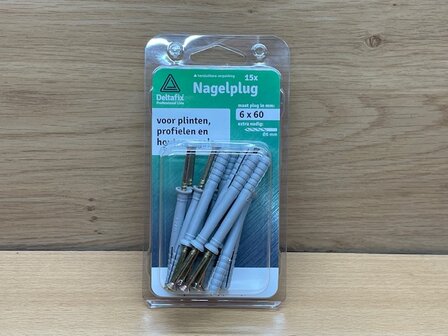 Slagpluggenset 15 stuks 6x60mm.
