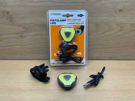 Fietslamp LED USB oplaadbaar wit.