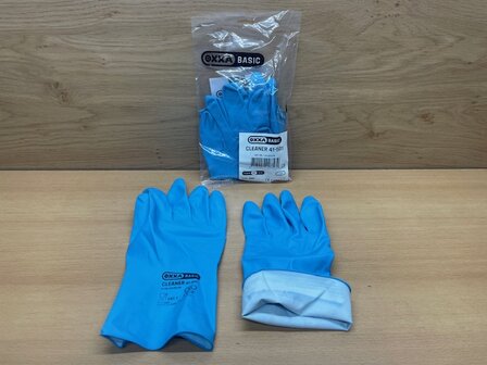 Huishoudhandschoenen latex blauw maat L.