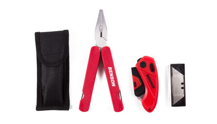 Multi-tool en snijmes met 5 reservemesjes.