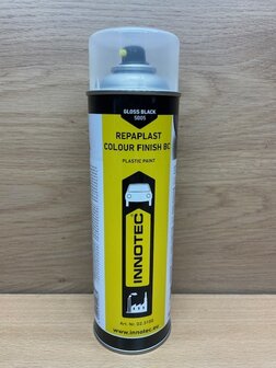Innotec plastic paint zwart glans 500ml.