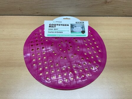 Gootsteenmat PVC rood rond 28cm.