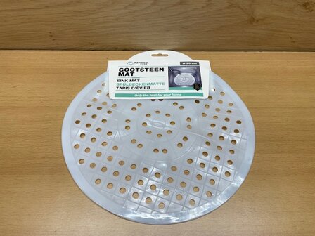 Gootsteenmat PVC wit rond 28cm.