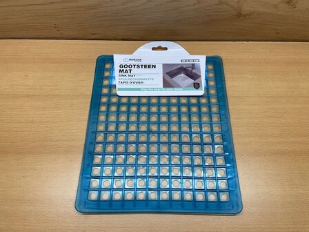 Gootsteenmat PVC blauw 25x29cm.