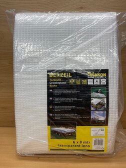 Dekzeil 6x8m transparant gewapend. (160gram/m&sup2;)