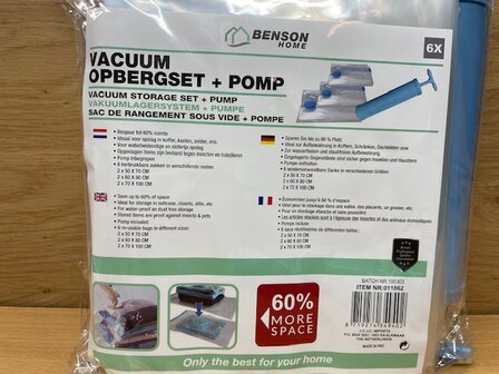 Vacuum opbergzakken set met pomp 7 dlg.