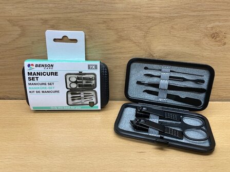 Manicureset zwarte etui 7 dlg.