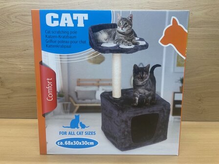 Katten krabpaal met box en plateau.