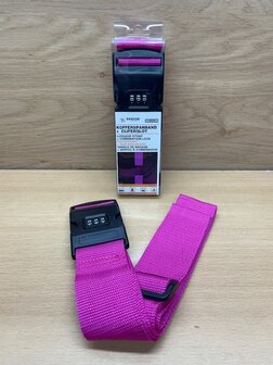 Kofferspanband cijferslot fuchsia.