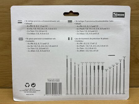 Precisie schroevendraaierset 16 dlg.