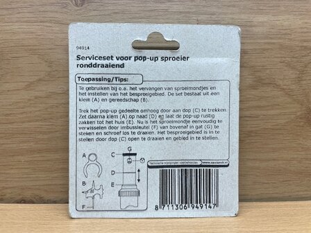 Serviceset pop-up sproeier ronddraaiend.