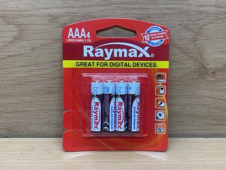 Batterijenset AAA-size Raymax 4 dlg.