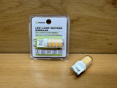 Lamp led insteek G9 dimbaar 3 watt.